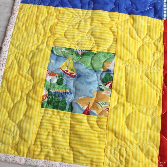 Vintage Handmade Patchwork Quilt Cotton Beach Ocean Seaside Theme - Picture 11 of 15